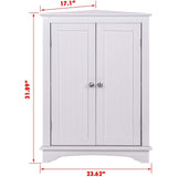 Spirich Home Floor Corner Cabinet with Two Doors and Shelves, Free-Standing Corner Storage Cabinets,White