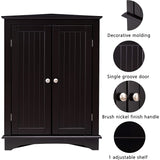 Spirich Home Floor Corner Cabinet with Two Doors and Shelves, Free-Standing Corner Storage Cabinets,White
