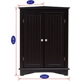 Spirich Home Floor Corner Cabinet with Two Doors and Shelves, Free-Standing Corner Storage Cabinets,White