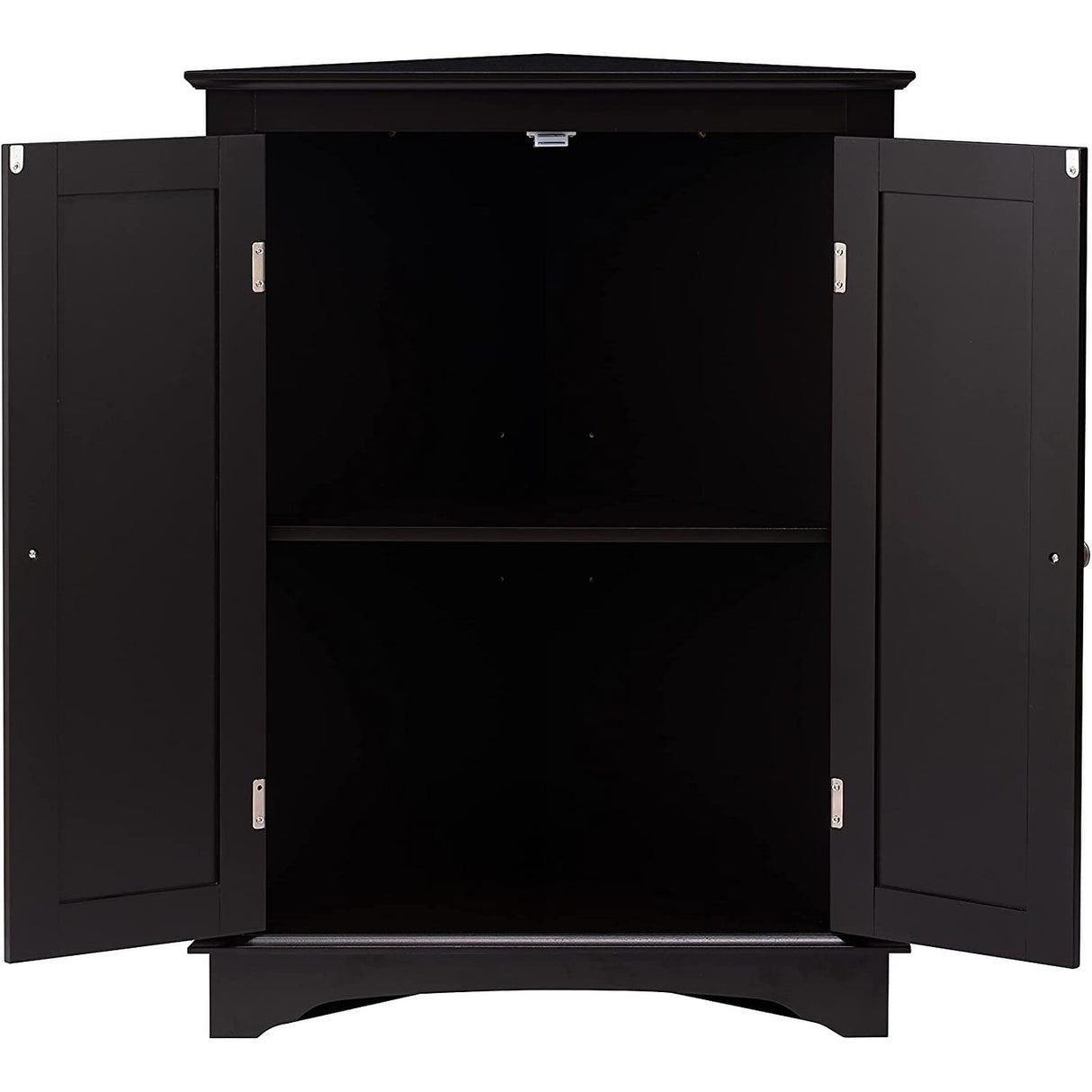 Spirich Home Floor Corner Cabinet with Two Doors and Shelves, Free-Standing Corner Storage Cabinets,White
