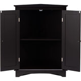 Spirich Home Floor Corner Cabinet with Two Doors and Shelves, Free-Standing Corner Storage Cabinets,White