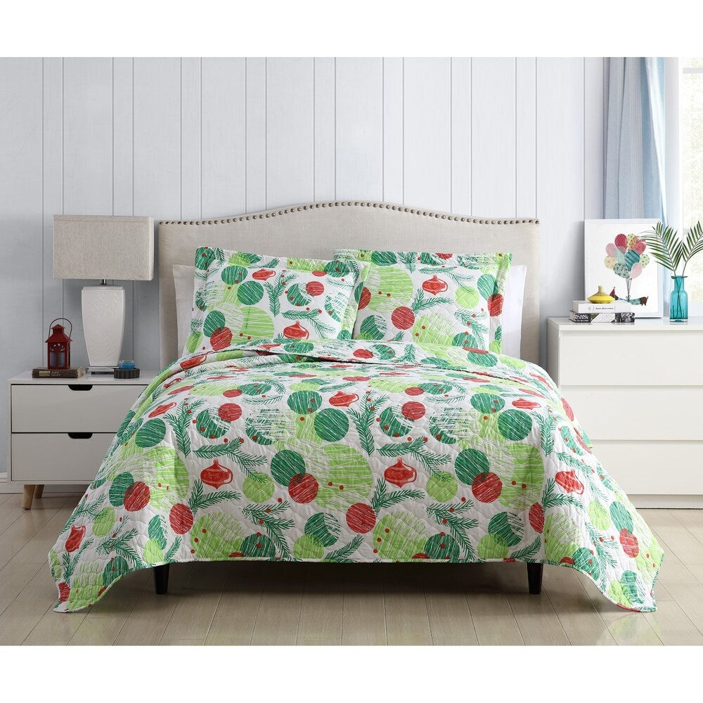 Spirit Linen Home Holiday Collection Quilt Set 3 Piece