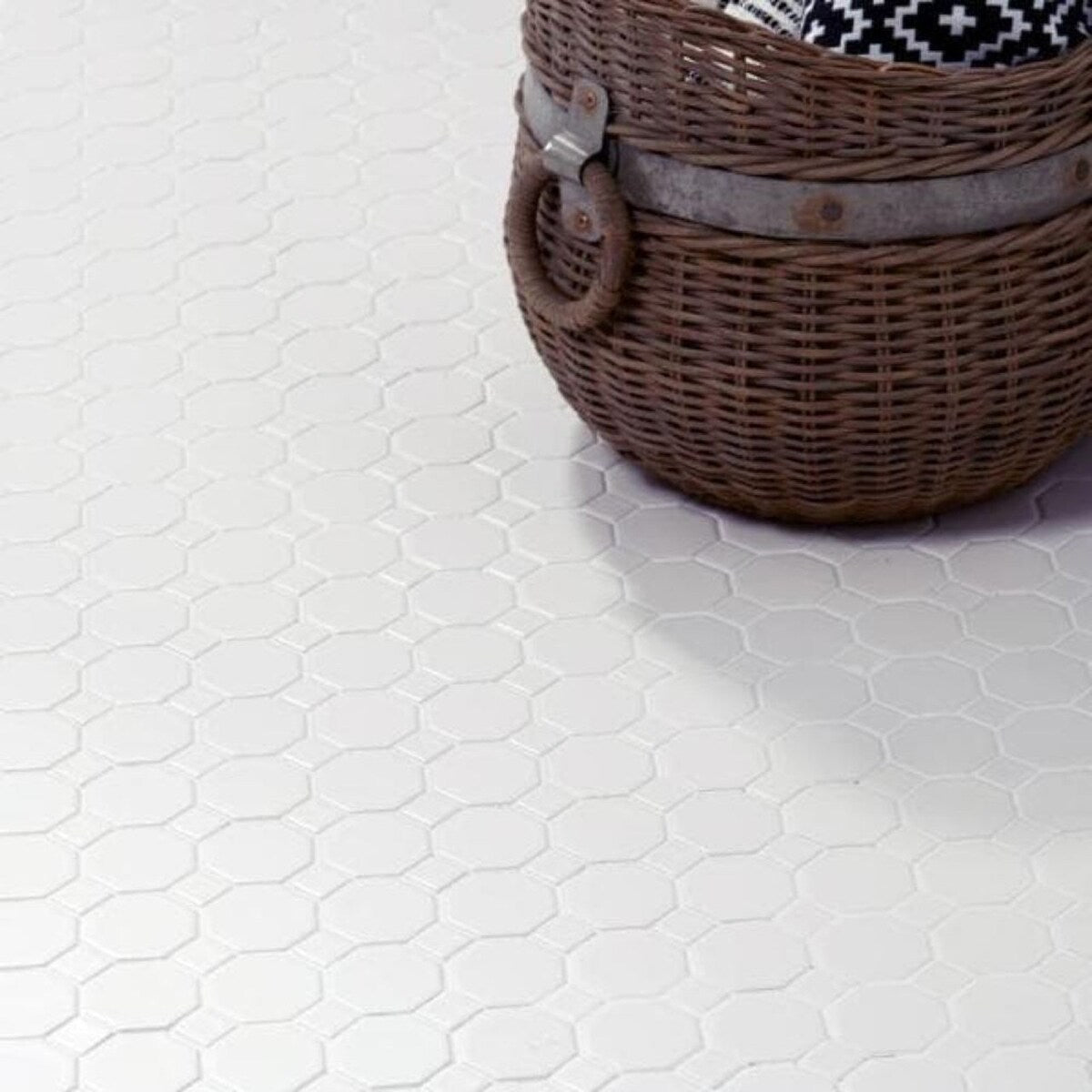 Splash Cascade Octagon Porcelain Mosaic Floor and Wall Tile