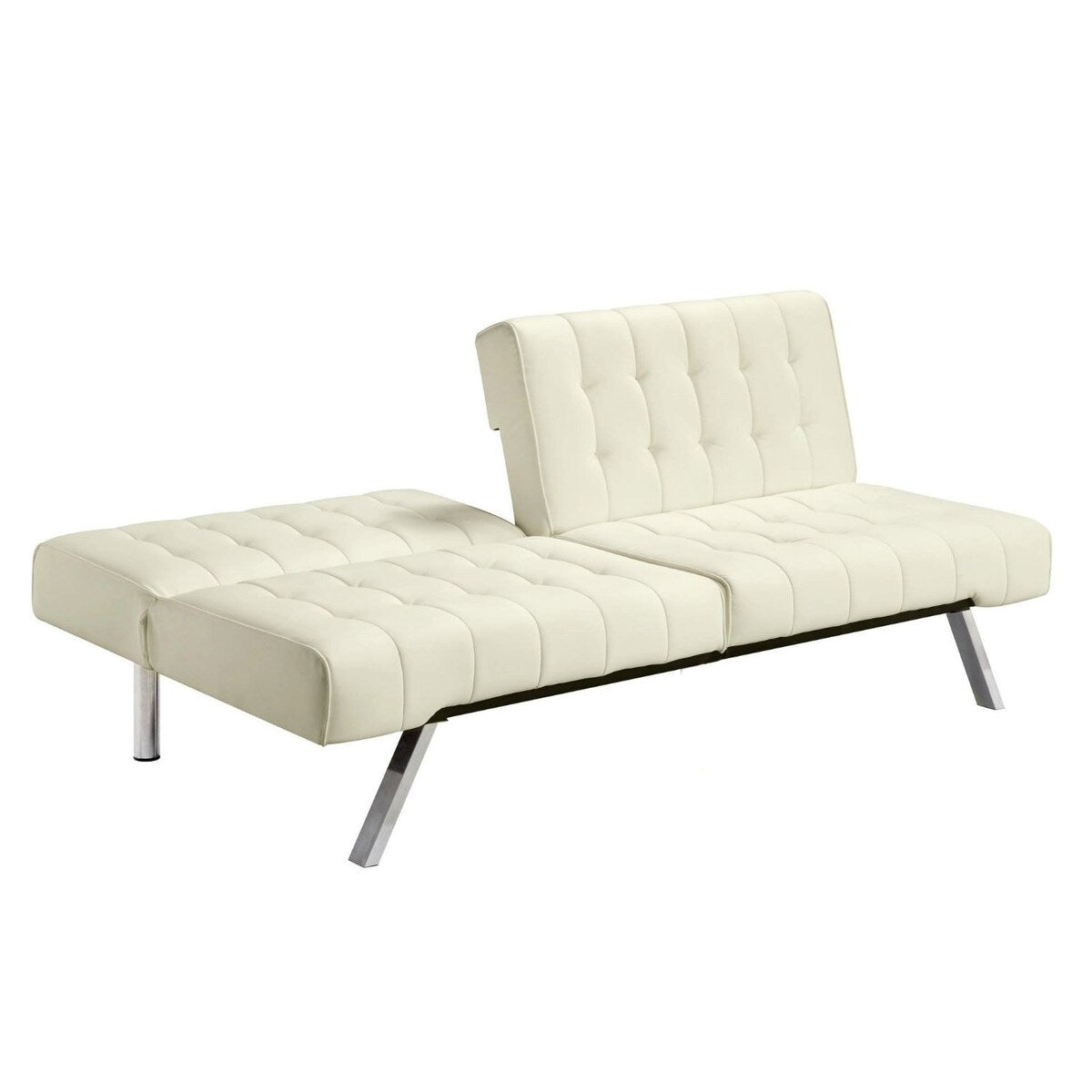 Splitback Multi-Position Futon Sofa Sleeper in Vanilla - 71 x 36.5 x 31.1 inches