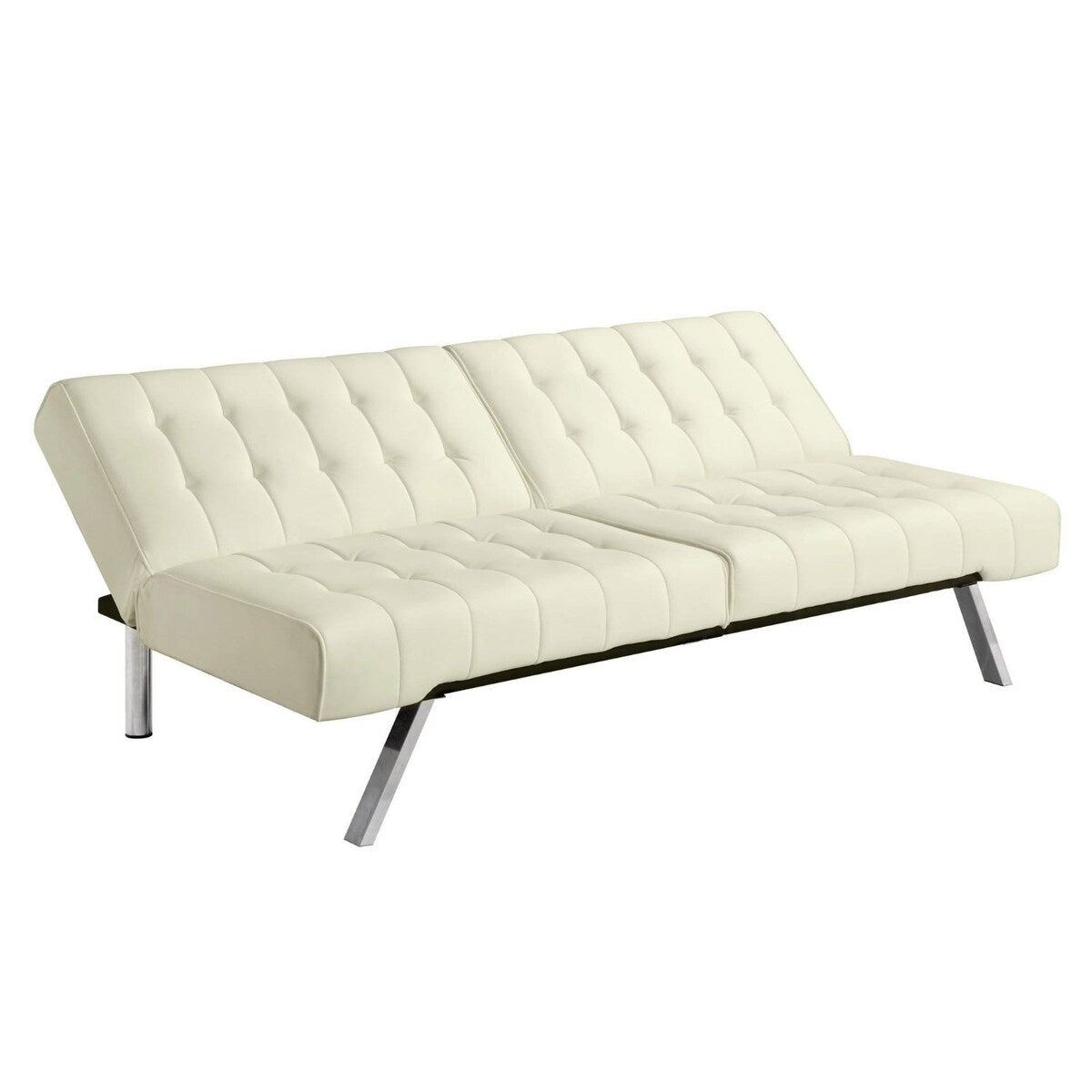 Splitback Multi-Position Futon Sofa Sleeper in Vanilla - 71 x 36.5 x 31.1 inches