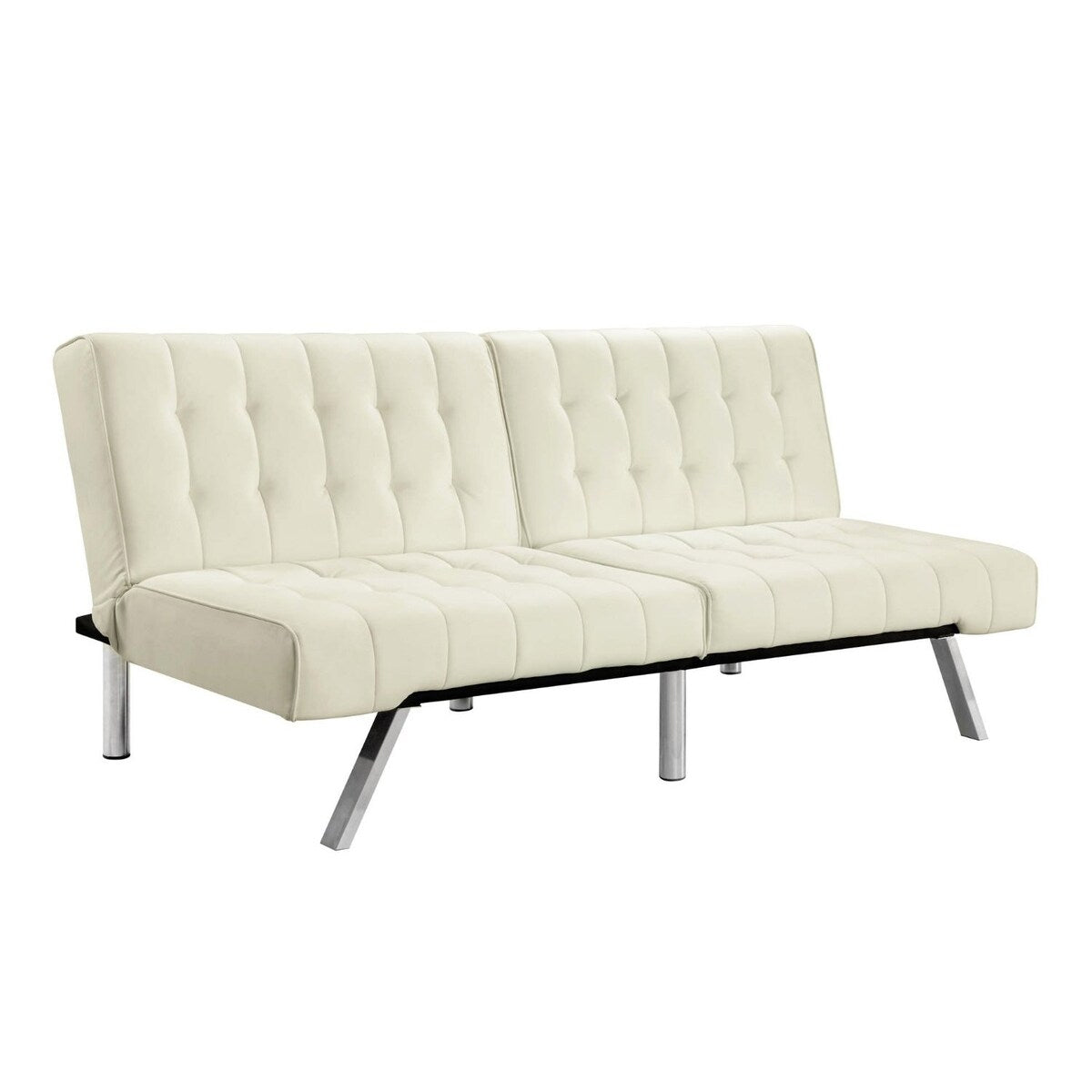 Splitback Multi-Position Futon Sofa Sleeper in Vanilla - 71 x 36.5 x 31.1 inches
