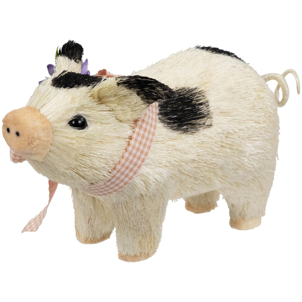 Spotted Piglet with Bow and Flowers Spring Figurine - 9"