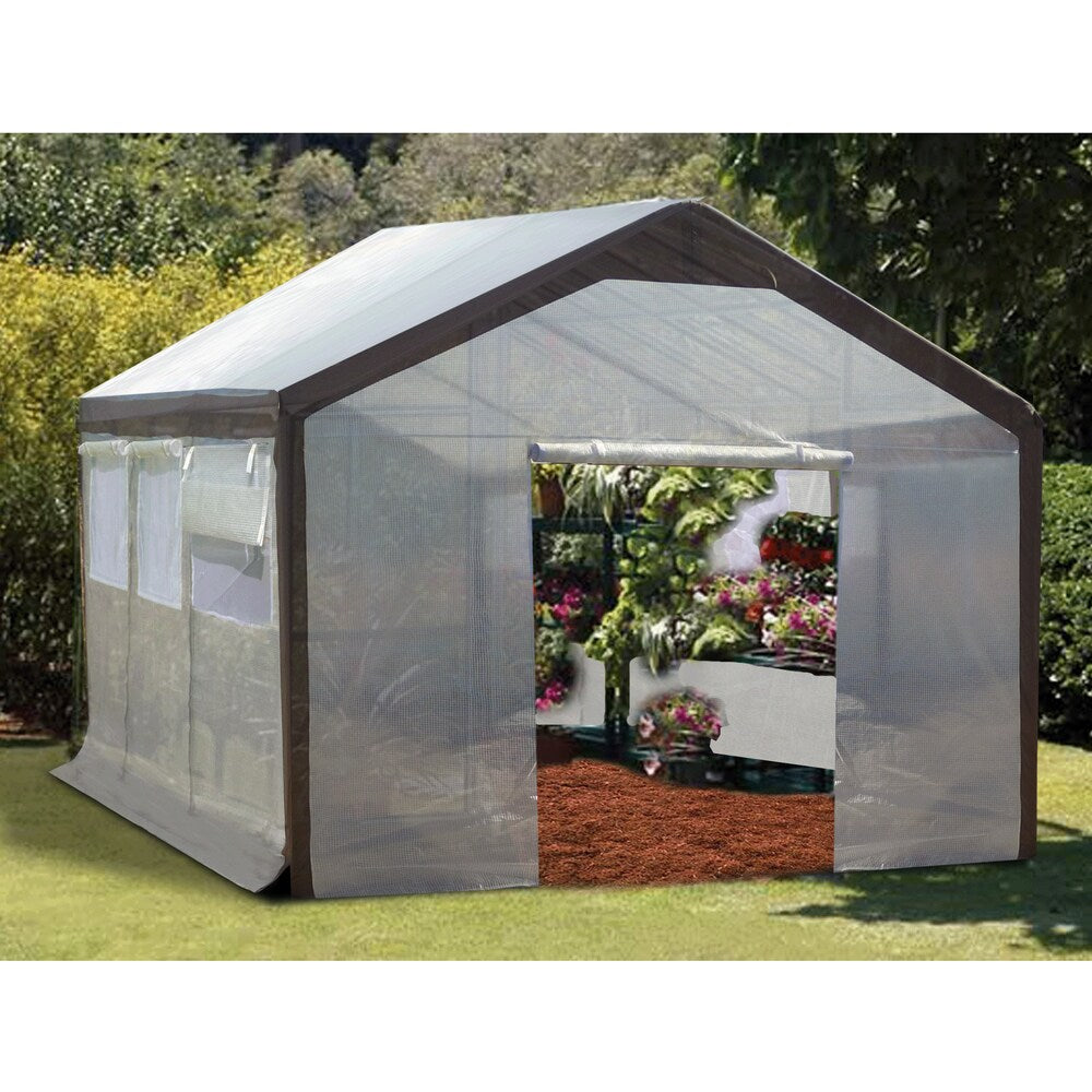 Spring Gardener Steel Gable Greenhouse - Silver