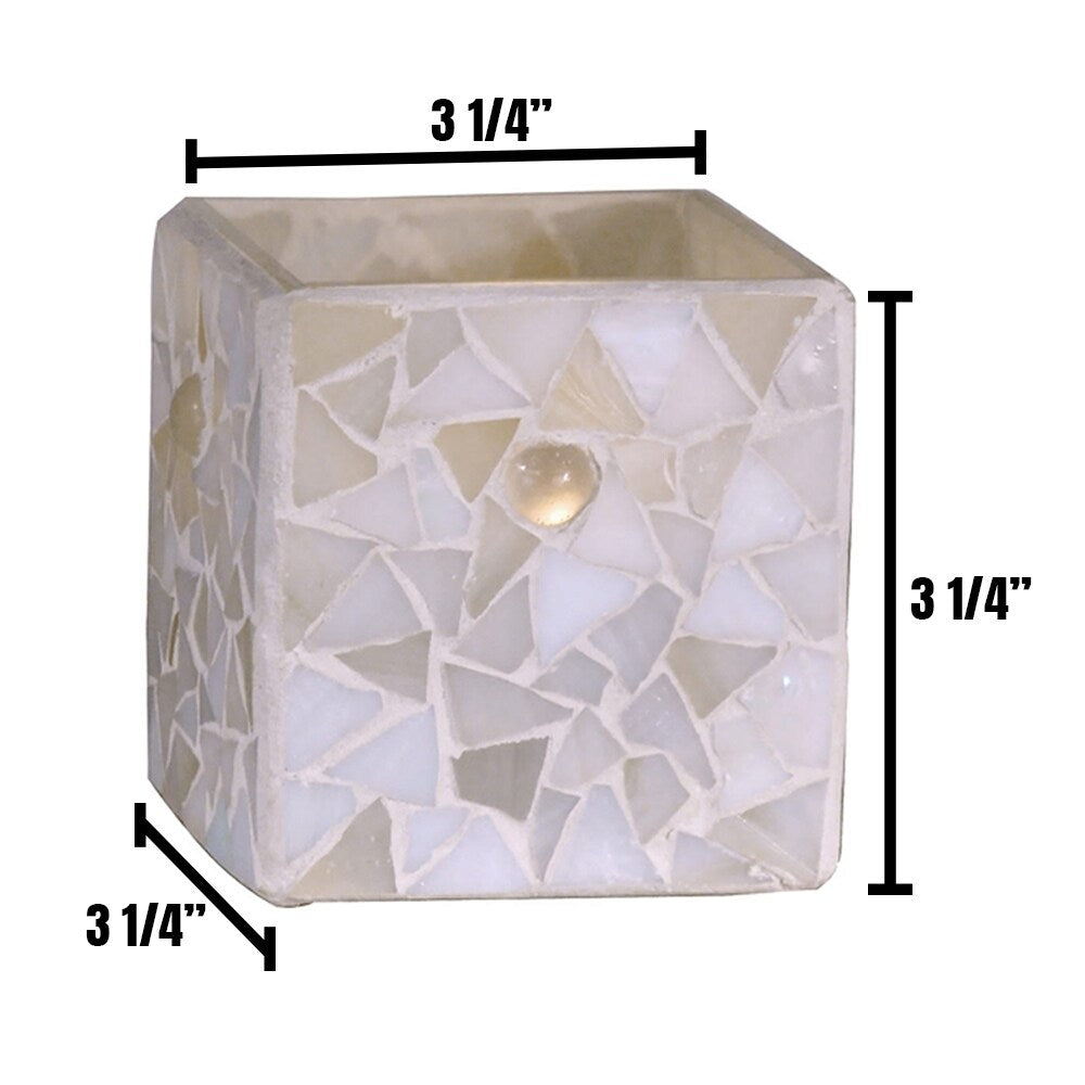 Springdale3.25H Square Pastel 2Pack Mosaic Art Glass Candle Votive Set
