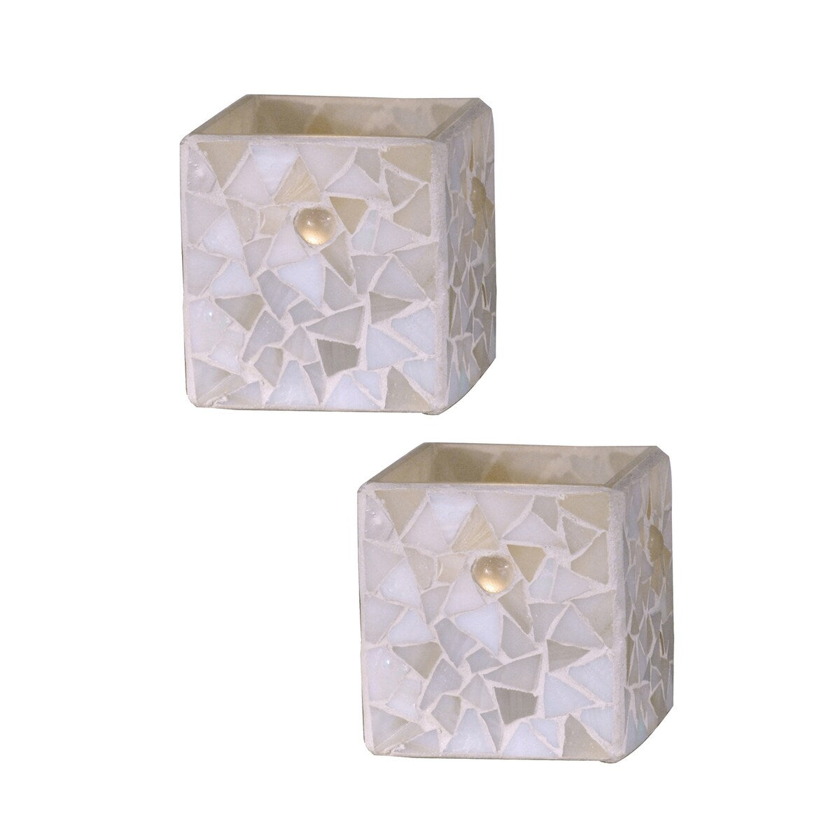 Springdale3.25H Square Pastel 2Pack Mosaic Art Glass Candle Votive Set