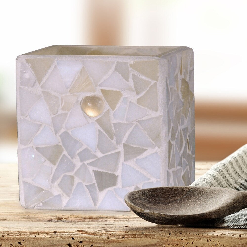 Springdale3.25H Square Pastel 2Pack Mosaic Art Glass Candle Votive Set