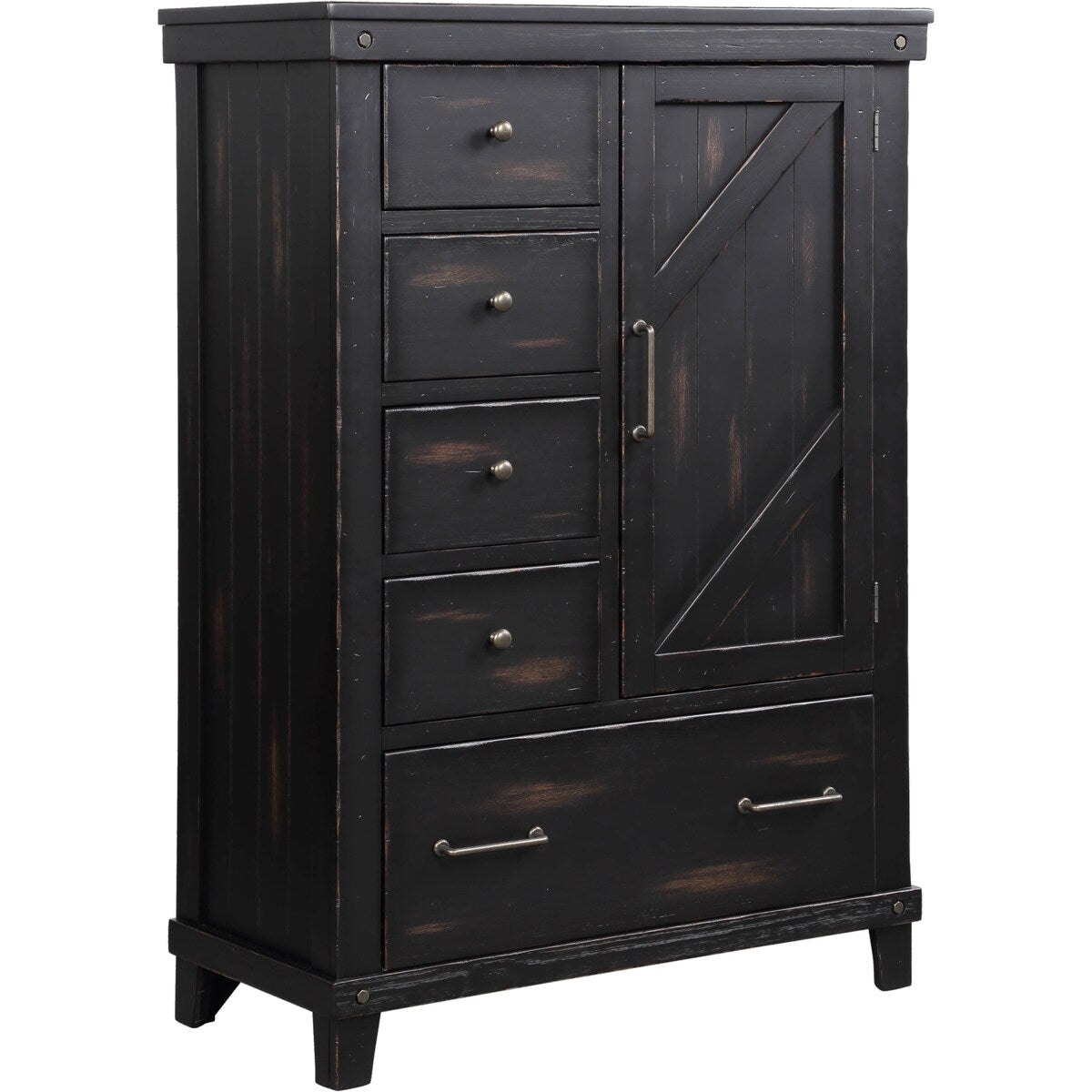 Spruce Creek 42" Wide 5-Drawer Door Chest, Black