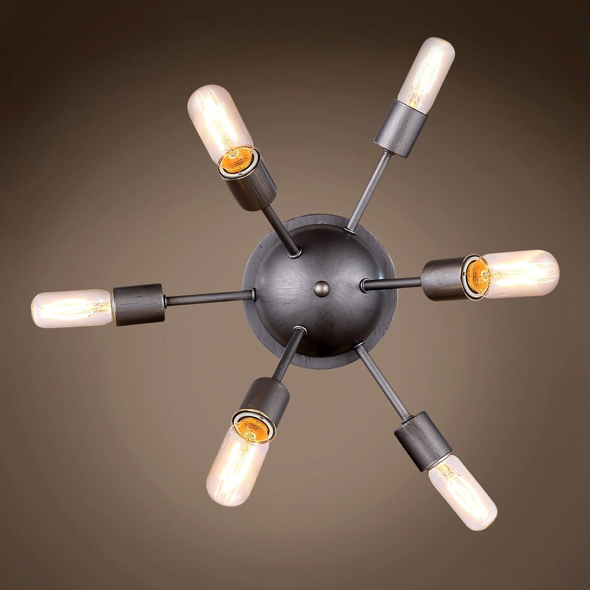 Sputnik 6 Light 21" Aged Steel Wall/Flush Mount & Led Bulbs - 21.00