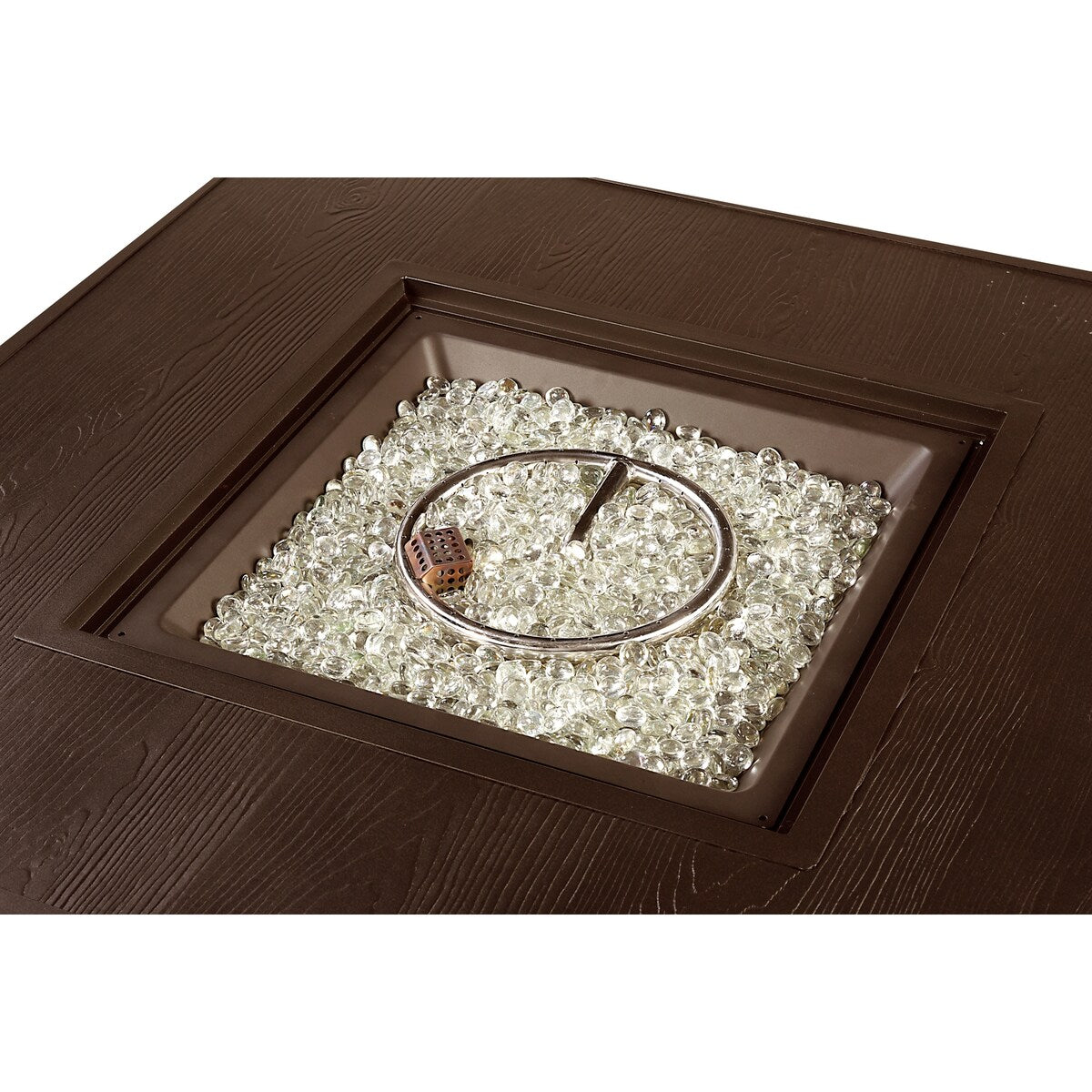 Square 42 in. x 42 in. Aluminum Propane Fire Pit Table with Glass Beads, Two Covers, Lid, 55,000 BTUs - N/A