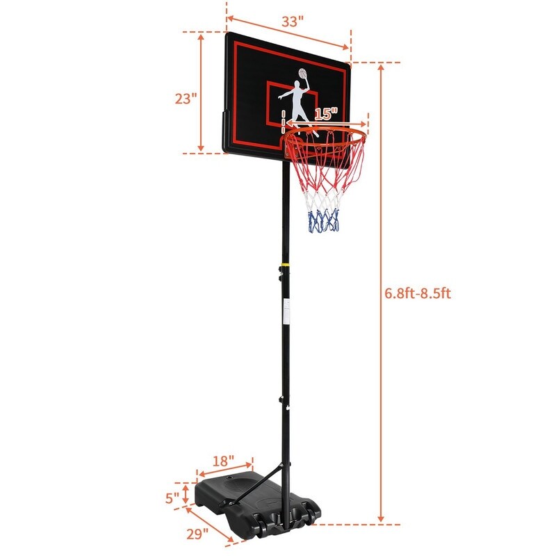 Square 63-83 inches Youth Basketball Hoop