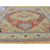 Square Antiqued Heriz Recreation Hand Knotted Rug