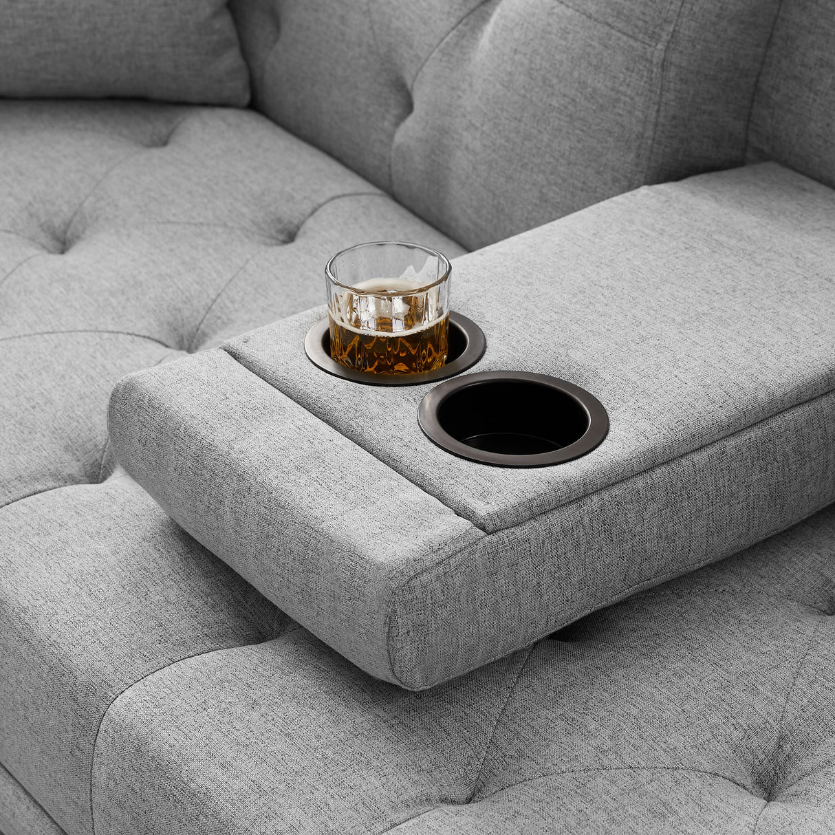 Square Arm Armrests Linen Convertible Sofa and Bed