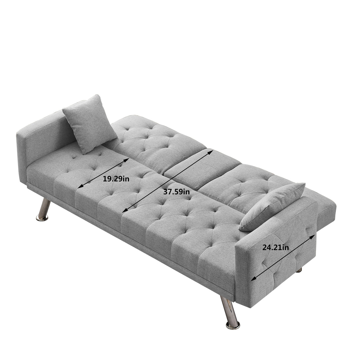 Square Arm Armrests Linen Convertible Sofa and Bed