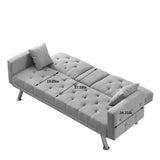 Square Arm Armrests Linen Convertible Sofa and Bed