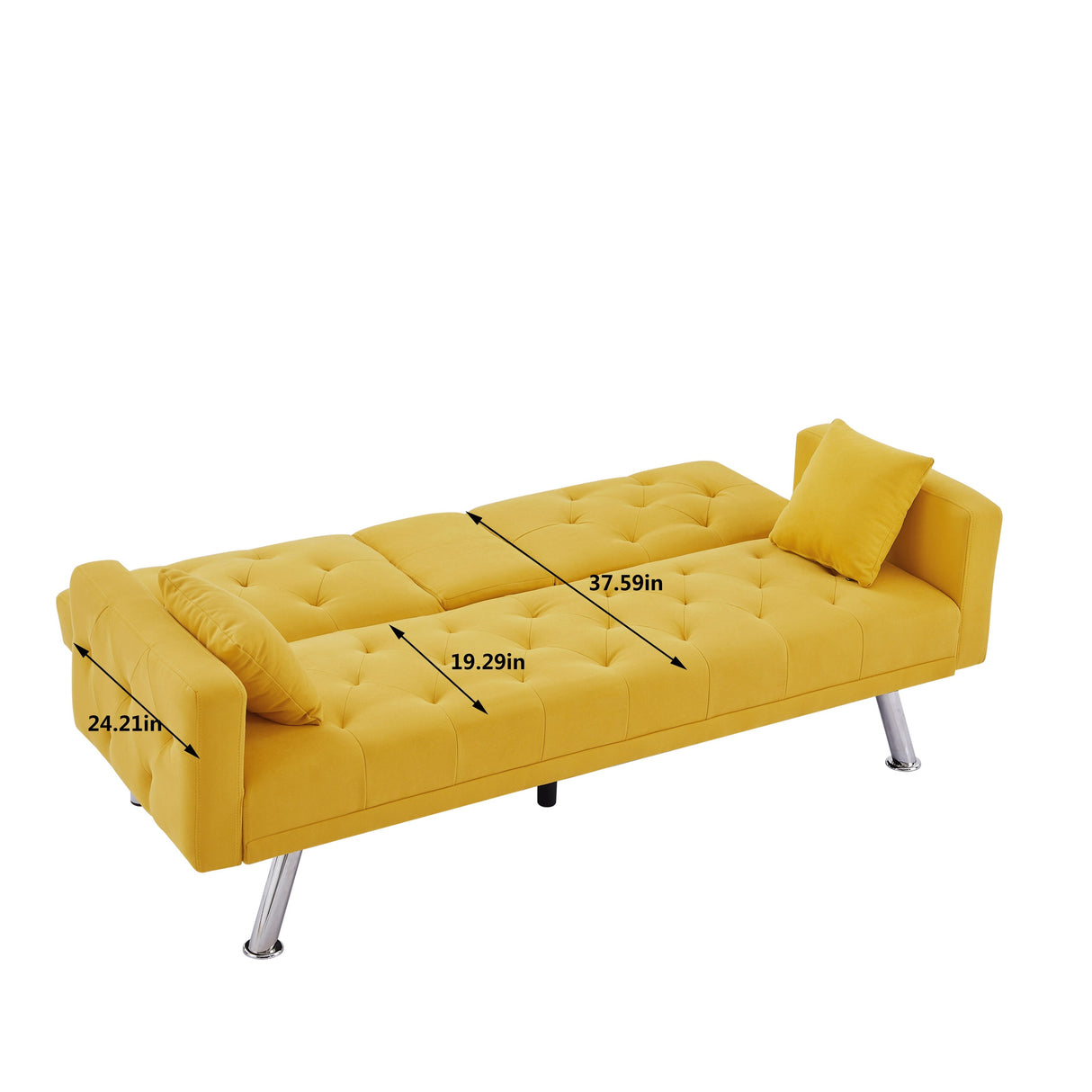 Square Arm Armrests Linen Convertible Sofa and Bed