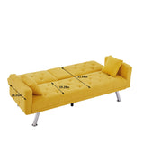 Square Arm Armrests Linen Convertible Sofa and Bed