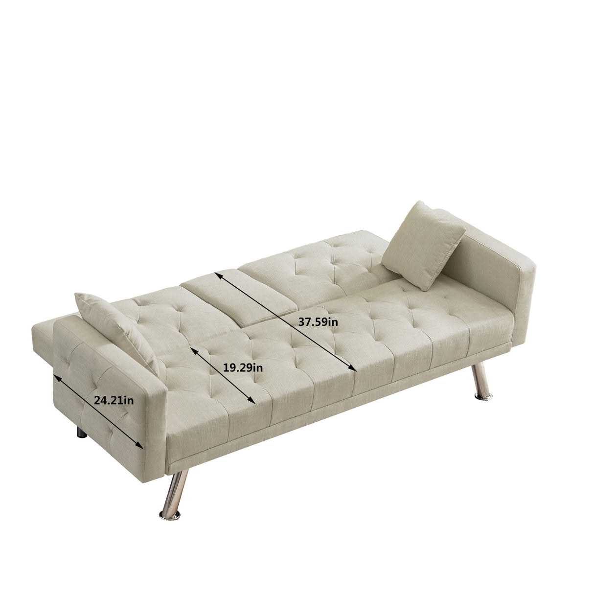Square Arm Armrests Linen Convertible Sofa and Bed