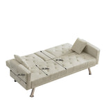 Square Arm Armrests Linen Convertible Sofa and Bed