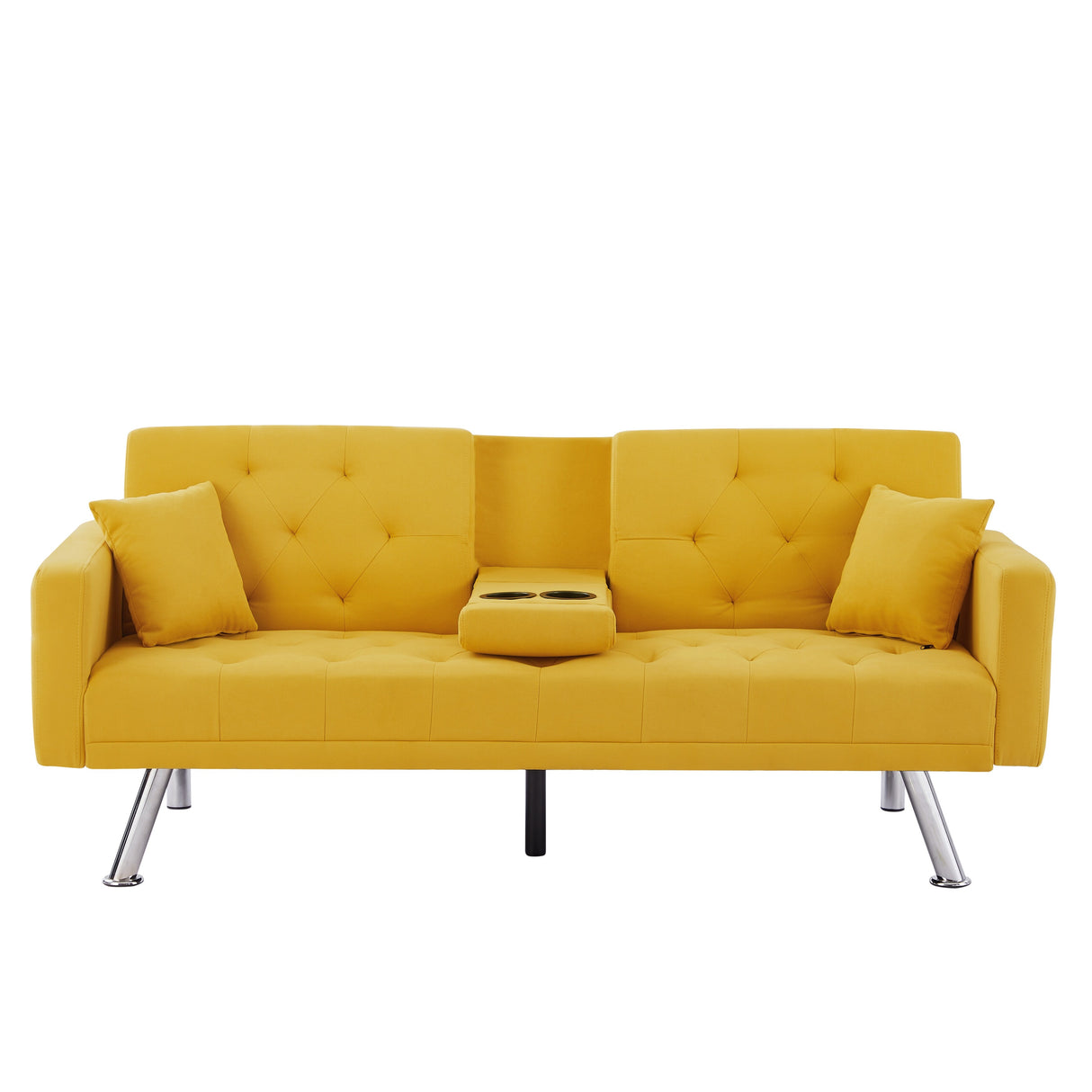 Square Arm Armrests Linen Convertible Sofa and Bed