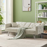 Square Arm Armrests Linen Convertible Sofa and Bed