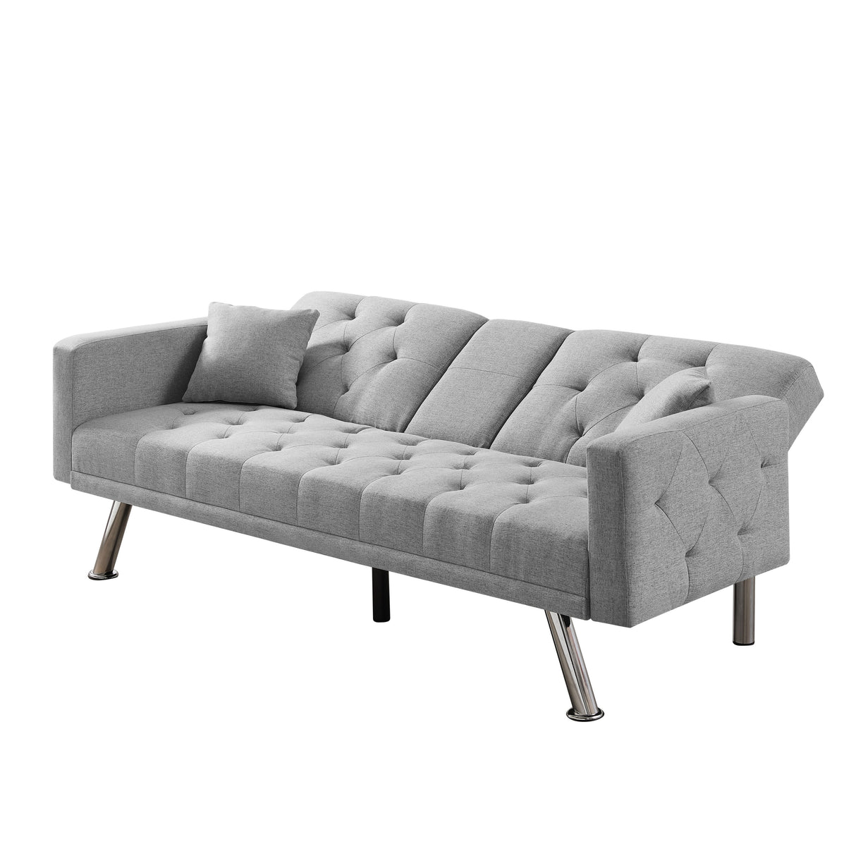 Square Arm Armrests Linen Convertible Sofa and Bed