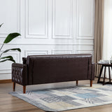 Square Arm Mid-Century Modern Tufted Sofa with Pillows