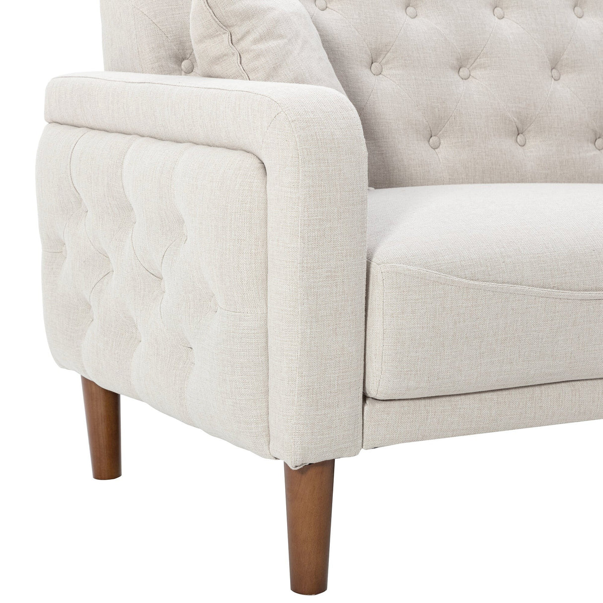 Square Arm Mid-Century Modern Tufted Sofa with Pillows