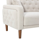 Square Arm Mid-Century Modern Tufted Sofa with Pillows