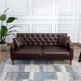 Square Arm Mid-Century Modern Tufted Sofa with Pillows