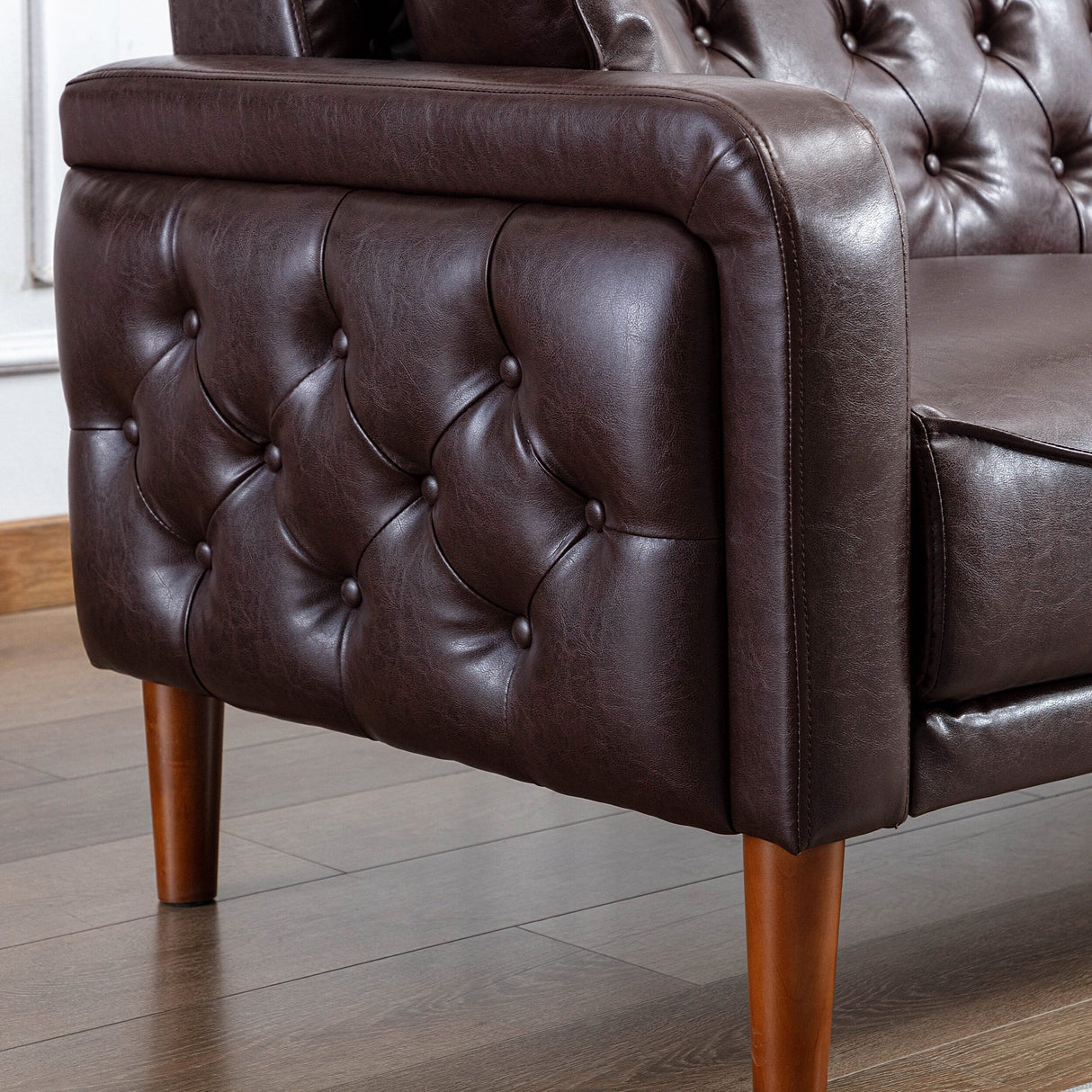 Square Arm Mid-Century Modern Tufted Sofa with Pillows