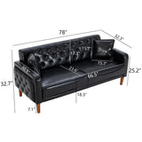 Square Arm Mid-Century Modern Tufted Sofa with Pillows
