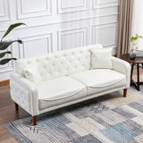 Square Arm Mid-Century Modern Tufted Sofa with Pillows