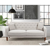 Square Arm Mid-Century Modern Tufted Sofa with Pillows