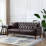 Square Arm Mid-Century Modern Tufted Sofa with Pillows