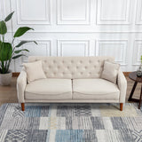 Square Arm Mid-Century Modern Tufted Sofa with Pillows