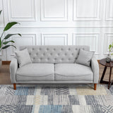 Square Arm Mid-Century Modern Tufted Sofa with Pillows