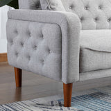 Square Arm Mid-Century Modern Tufted Sofa with Pillows