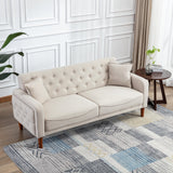 Square Arm Mid-Century Modern Tufted Sofa with Pillows