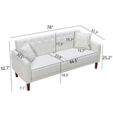 Square Arm Mid-Century Modern Tufted Sofa with Pillows