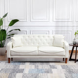 Square Arm Mid-Century Modern Tufted Sofa with Pillows