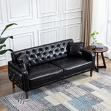 Square Arm Mid-Century Modern Tufted Sofa with Pillows