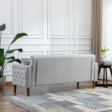 Square Arm Mid-Century Modern Tufted Sofa with Pillows