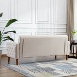 Square Arm Mid-Century Modern Tufted Sofa with Pillows