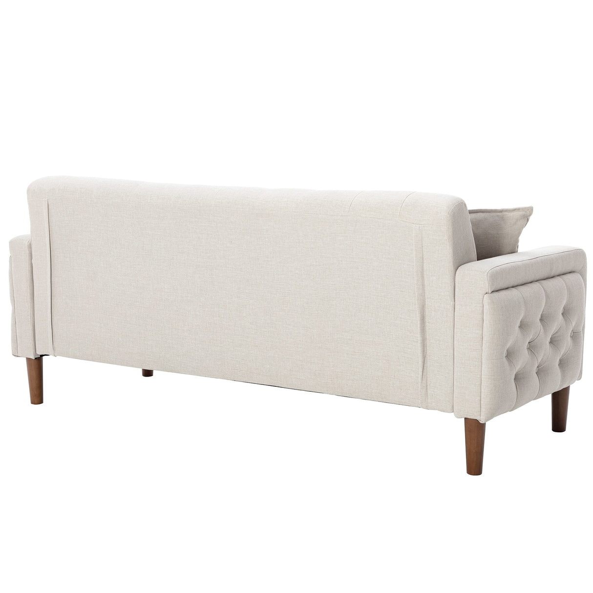 Square Arm Mid-Century Modern Tufted Sofa with Pillows