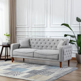 Square Arm Mid-Century Modern Tufted Sofa with Pillows